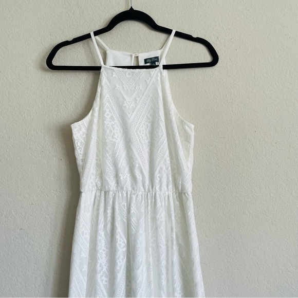 Lily Rose White Halter Maxi Sundress size S summer casual beach lace back slit - Picture 3 of 11